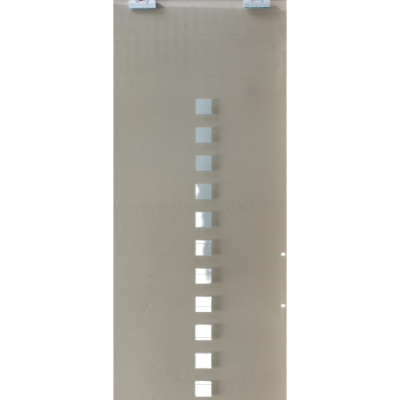 Solutie completa sistem glisare in buzunar unico cu usa din sticla mata cu model, pervaze din lemn vizibile – 2 bucati - 700mm latime x 2100 mm inaltime